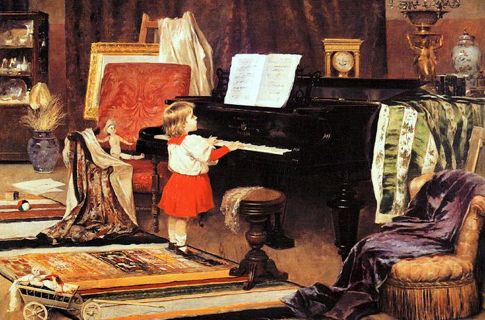 Aurelio de Figueiredo Girl at the piano Sweden oil painting art